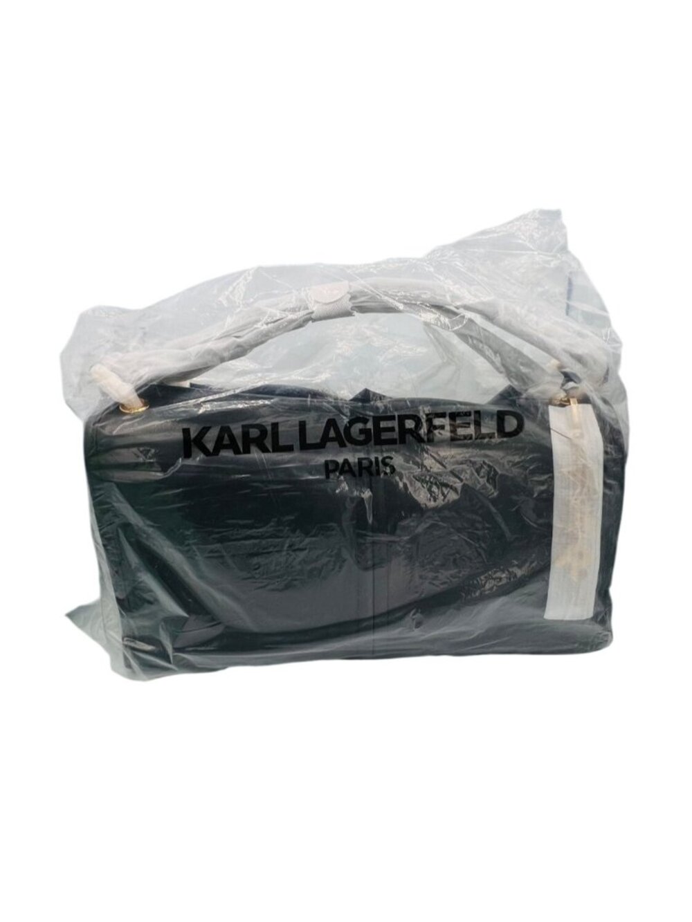 Karl Lagerfeld Paris Luciene Leather Tote Black Gold NWT MSRP $348 Shoulder Bag